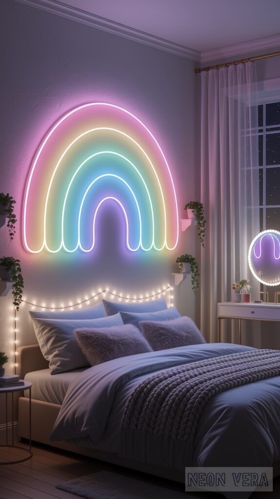 11 aesthetic neon signs for cozy bedrooms soft dreamy glow 0009 Rainbow Pastel Ombre Neon Sign