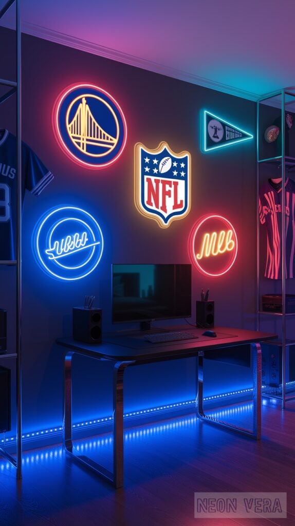 11 musthave neon signs for boys rooms that look super cool 0003 Sports Logo Light-Up Signs