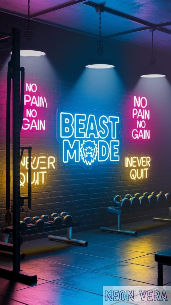 11 neon signs for gyms fitness studios motivate energize clients 0003 Beast Mode and Other Power Phrases