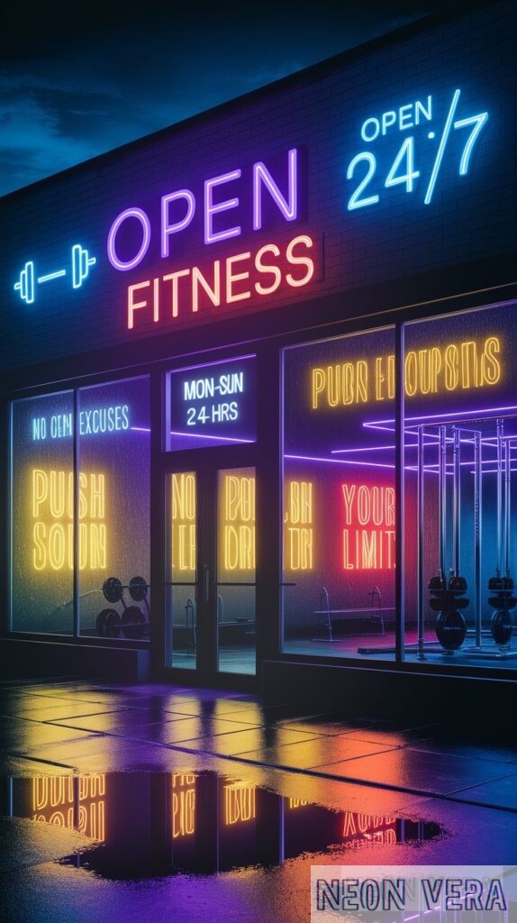 11 neon signs for gyms fitness studios motivate energize clients 0010 Interactive Neon Signs for Social Media Engagement
