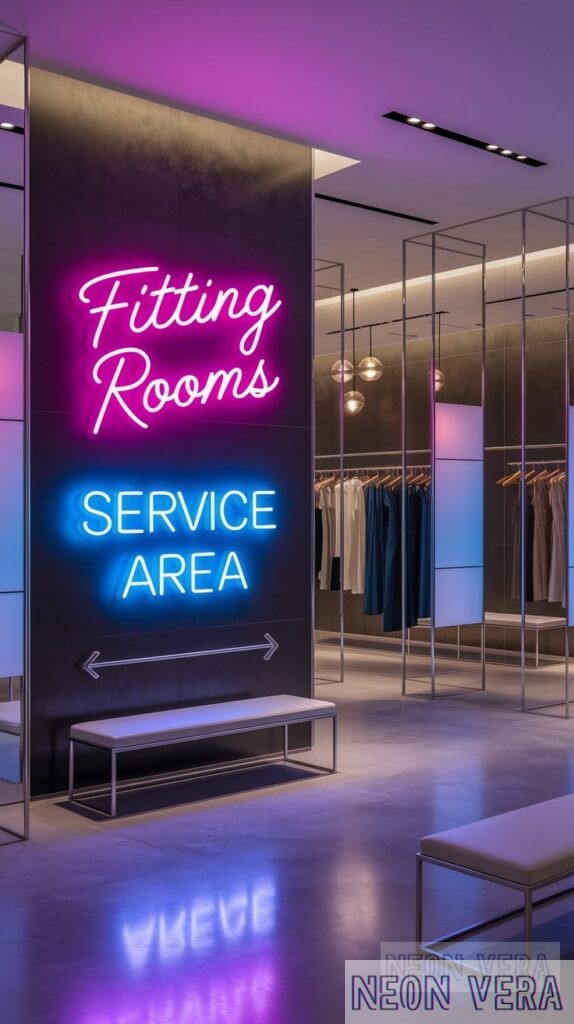 11 neon signs for retail stores boutiques that attract more shoppers 0010 Fitting Room and Service Area Signs