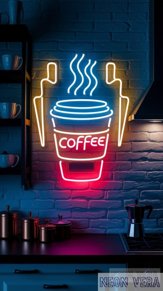 11 neon signs to elevate your kitchen decor fun stylish picks 0002 Vintage-Style Coffee Cup Neon Art