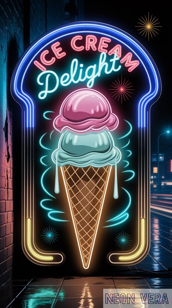 colorful neon ice cream colorful neon ice cream