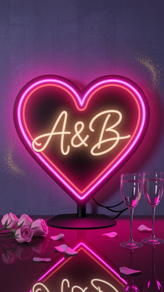 custom neon heart initials custom neon heart initials