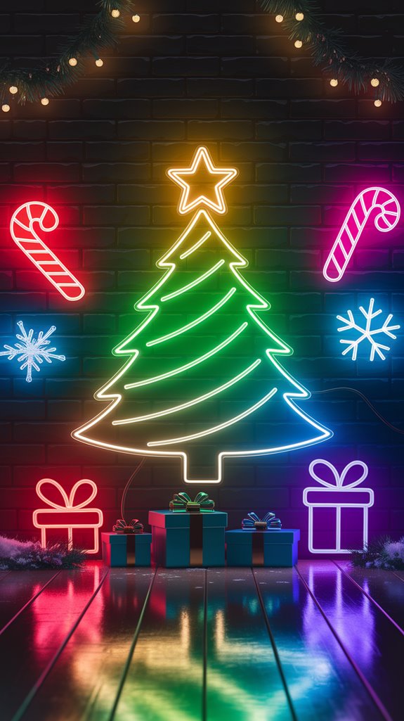 festive neon tree sign festive neon tree sign