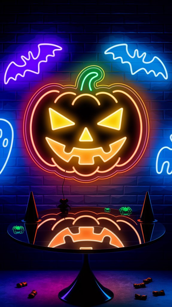 glowing halloween pumpkin sign glowing halloween pumpkin sign