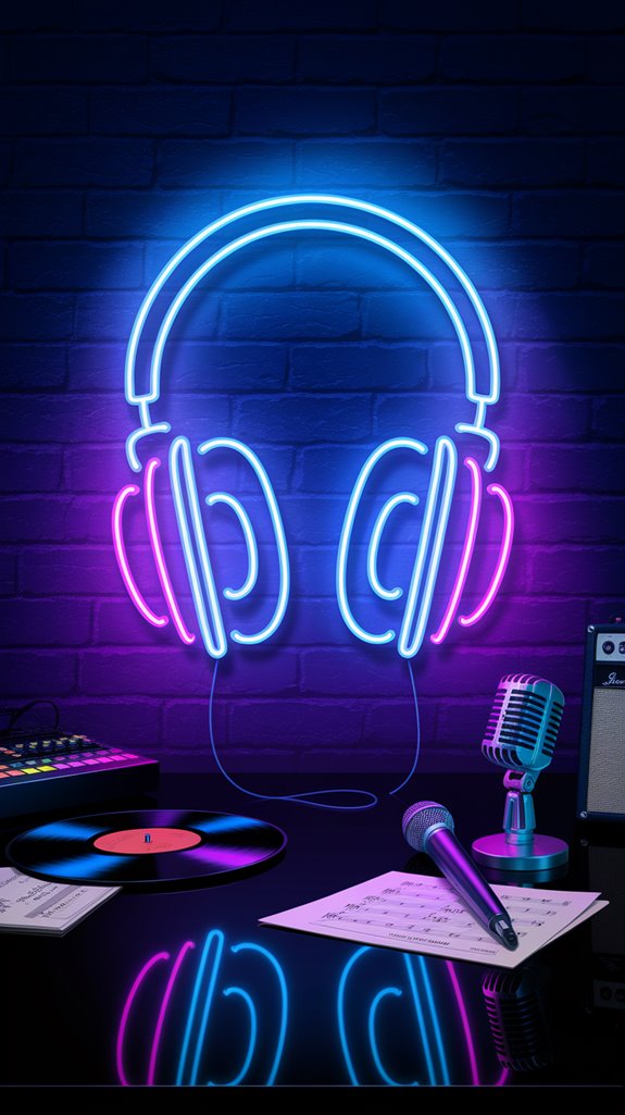 neon headphones music decor neon headphones music decor