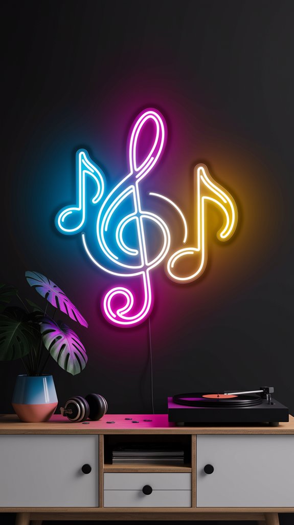 neon musical notes art neon musical notes art