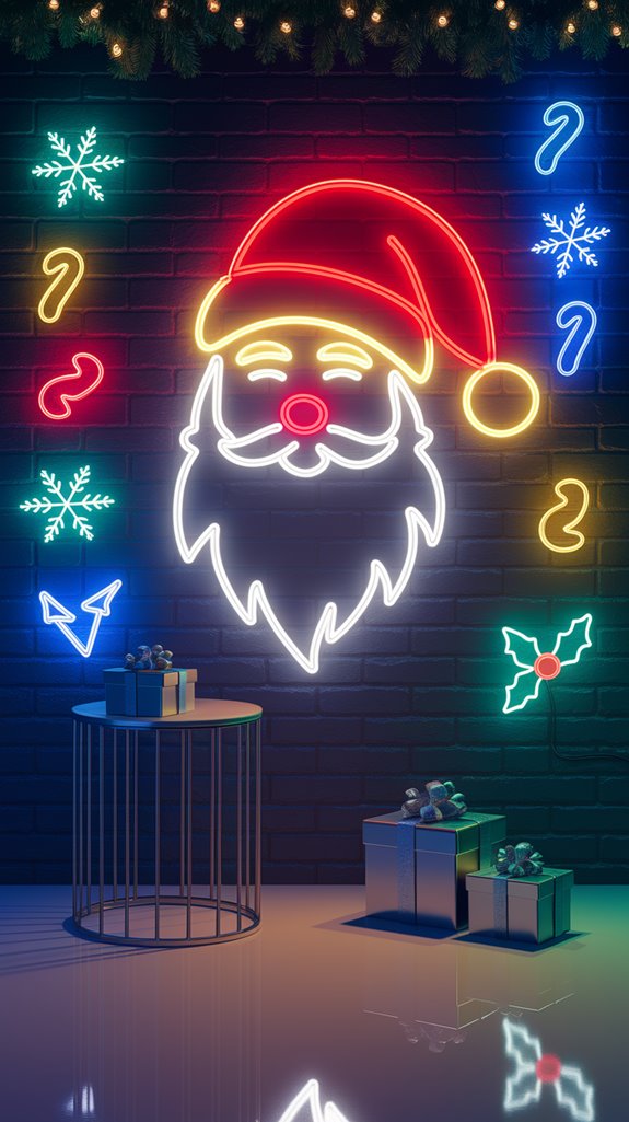 neon santa claus silhouette neon santa claus silhouette