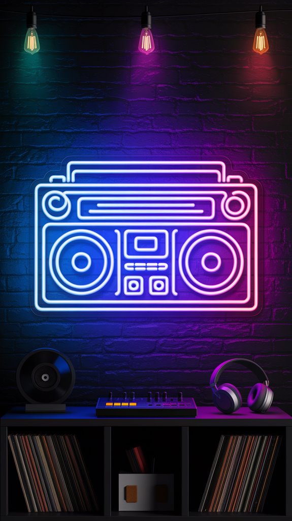nostalgic boombox neon decor