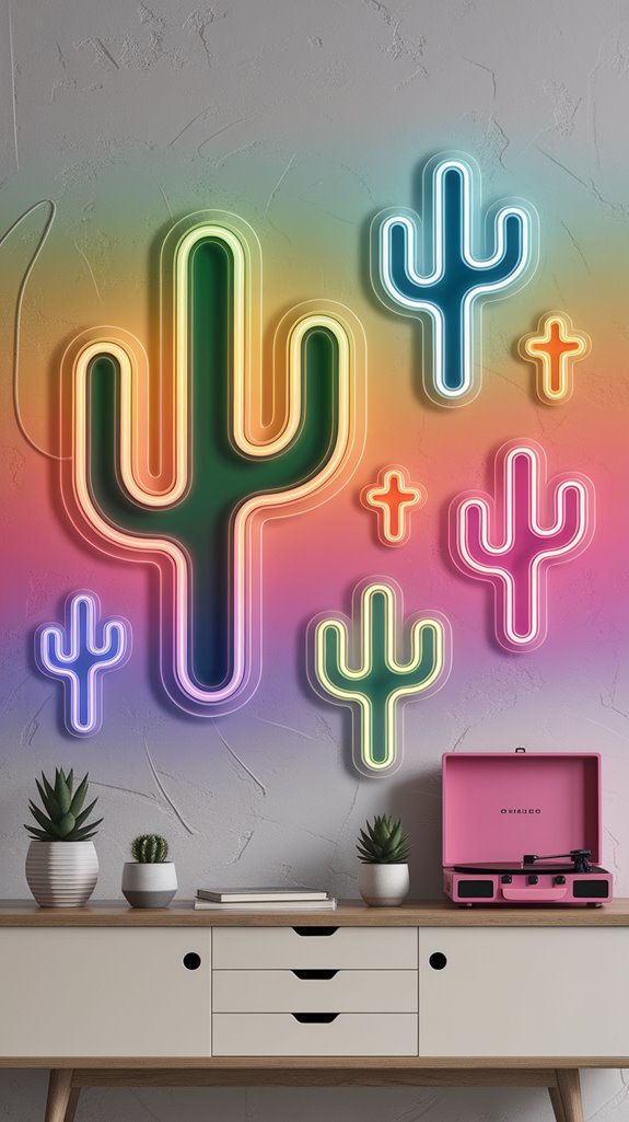 playful neon cactus art playful neon cactus art