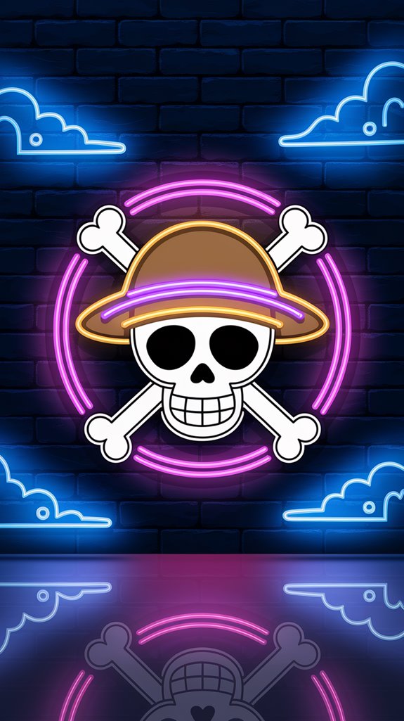 straw hat pirate neon sign