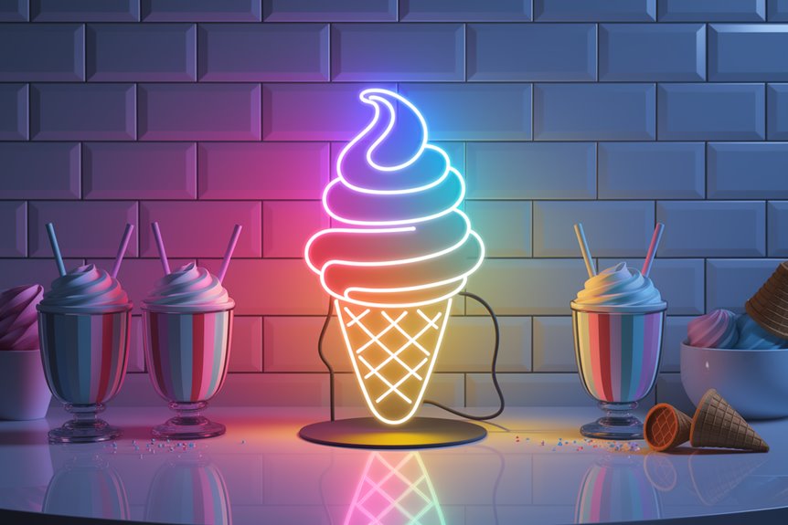 colorful whimsical ice cream sign