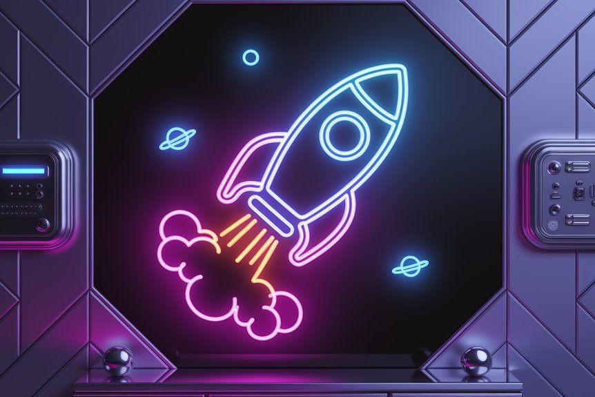 futuristic neon rocket decor futuristic neon rocket decor