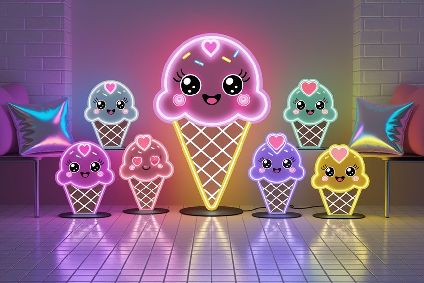 kawaii neon ice cream decor