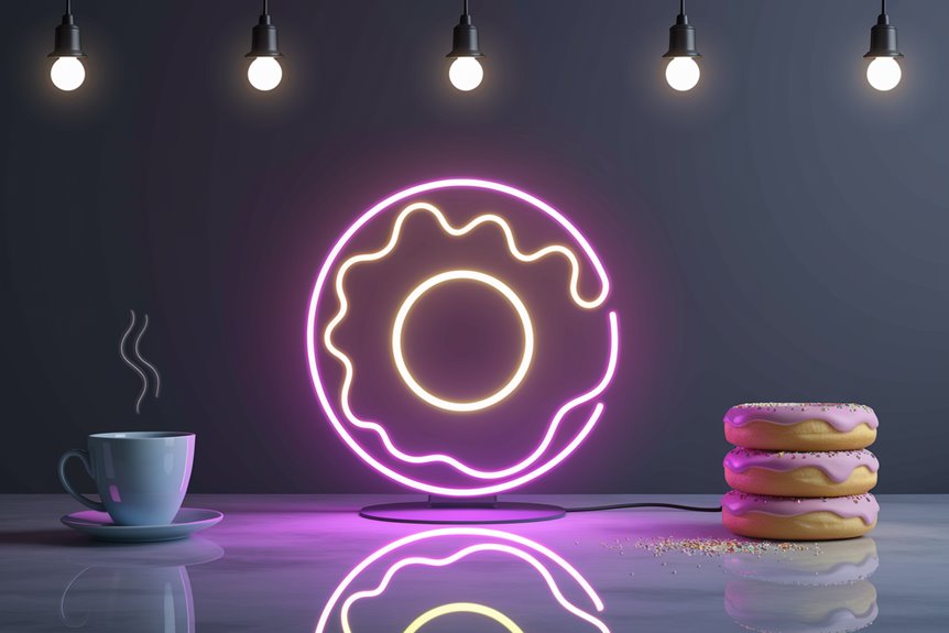minimalist donut neon artwork