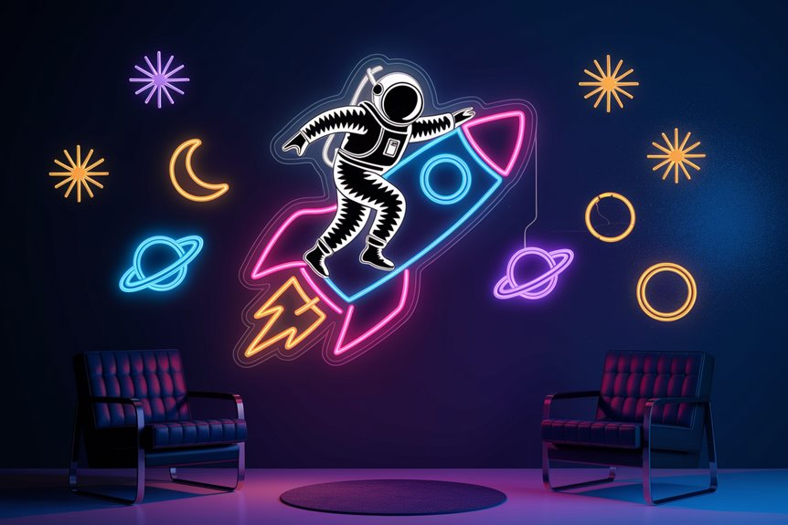 nostalgic space themed neon decor nostalgic space themed neon decor