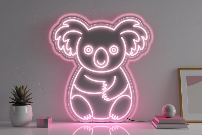 pastel pink koala neon