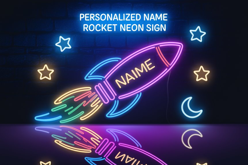 personalized neon rocket sign personalized neon rocket sign