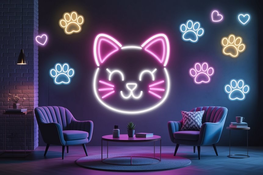 playful cat neon art playful cat neon art