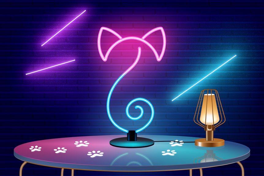 playful neon cat sculpture playful neon cat sculpture