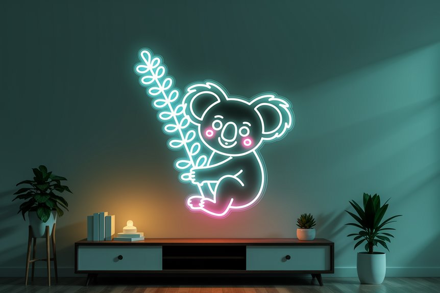 playful neon koala decor