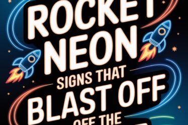 stylish neon rocket signs