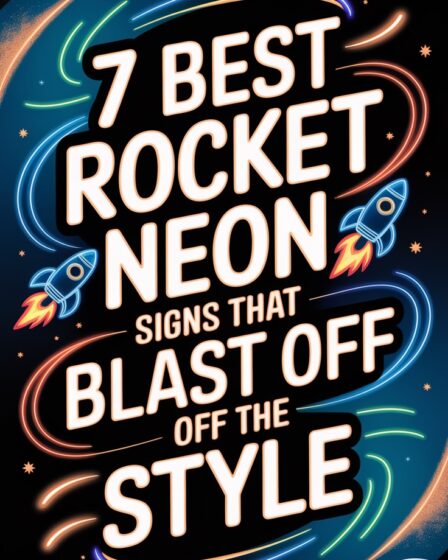 stylish neon rocket signs
