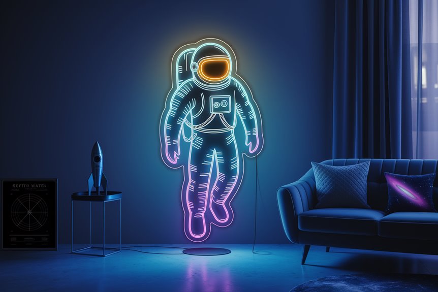 vibrant astronaut themed neon sign vibrant astronaut themed neon sign