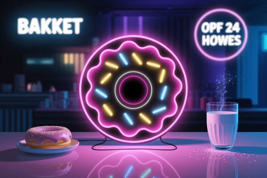 vibrant retro donut sign