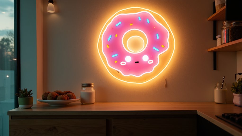 cheery neon donut sign