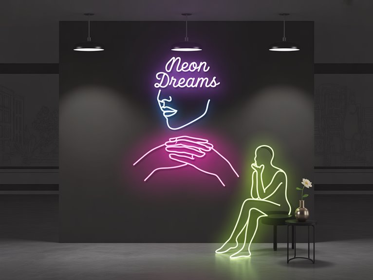minimalist neon facial expressions
