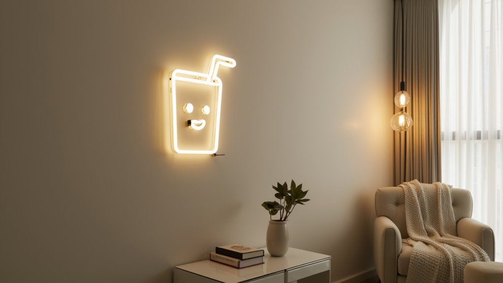 minimalist white neon decor