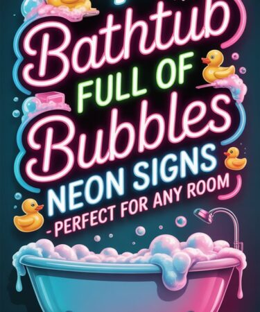 neon bubbles bathtub sign