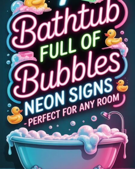 neon bubbles bathtub sign