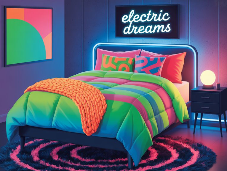 neon colored bedding and textiles