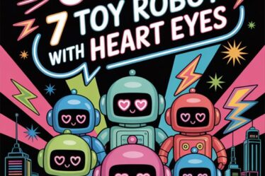 neon heart eyes robot