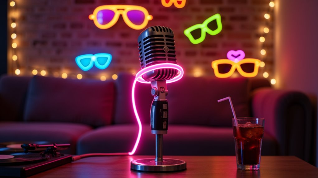 neon lit karaoke party setup ogcol neon lit karaoke party setup