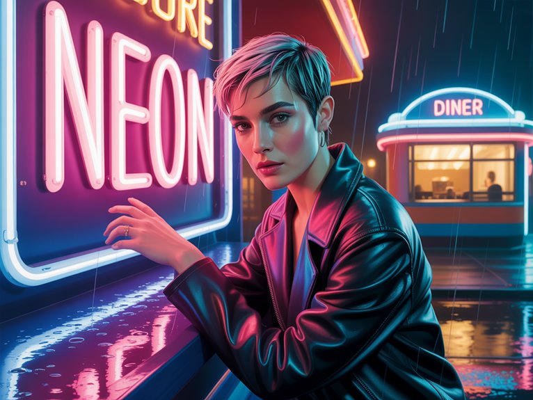 neon portraits with vibrant lighting