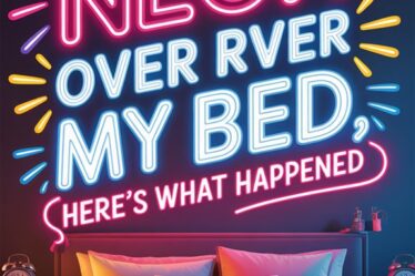 neon sign above bed