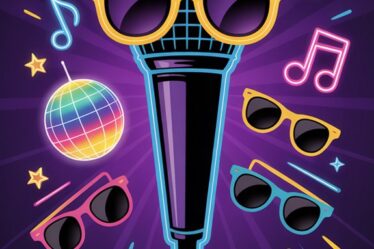 neon sunglasses karaoke mic