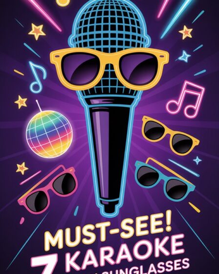 neon sunglasses karaoke mic