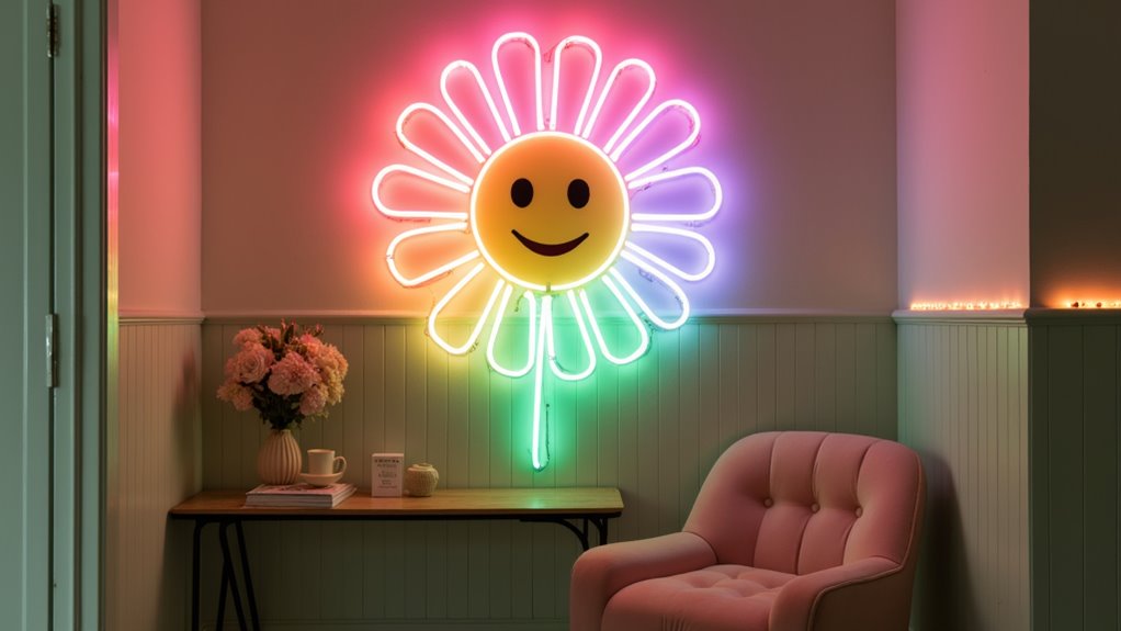 pastel floral neon glow