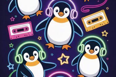 penguin neon headphone sign