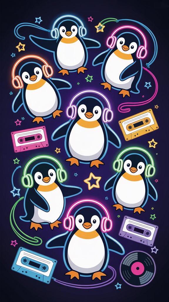 penguin neon headphone sign m0sov penguin neon headphone sign