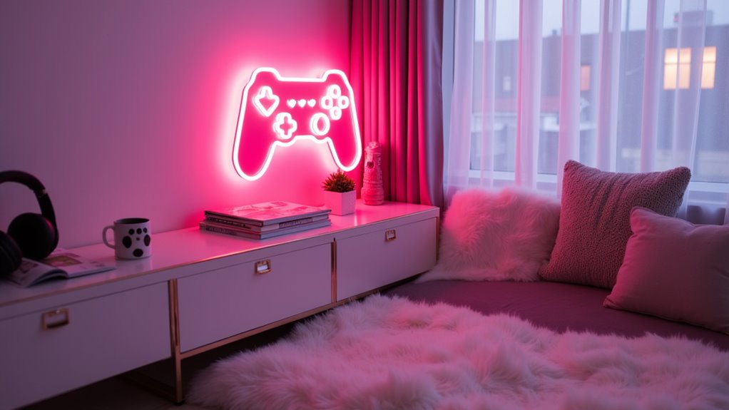 pink neon gaming sign