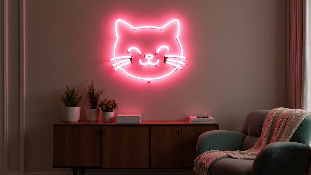 playful neon cat expression