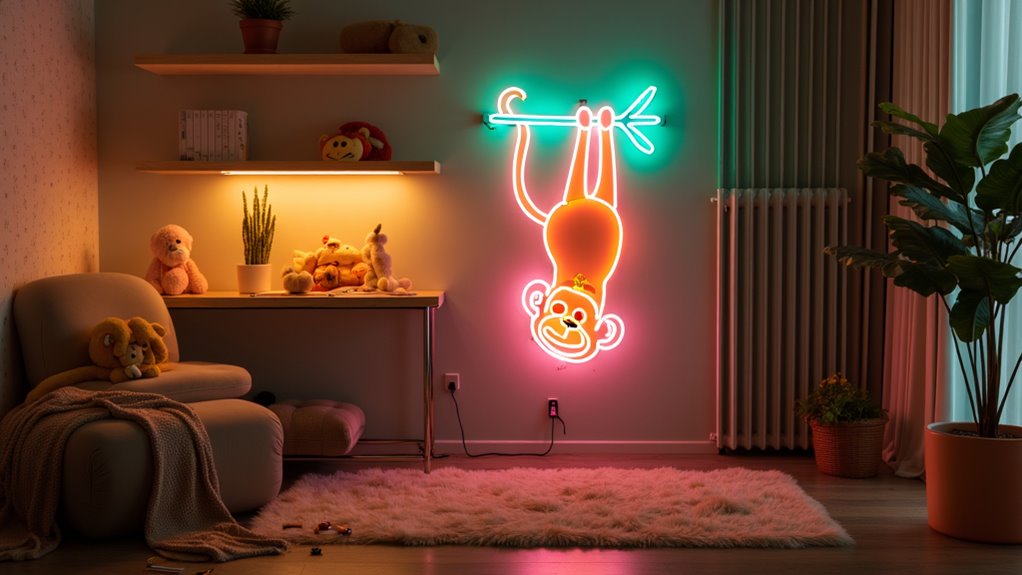 playful neon monkey decor 8y6bp playful neon monkey decor
