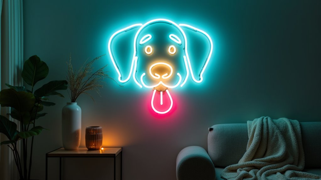 playful neon pup expression