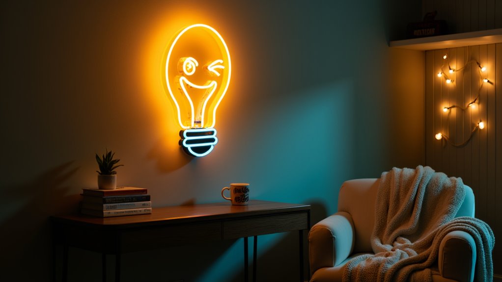 playful neon wall accent
